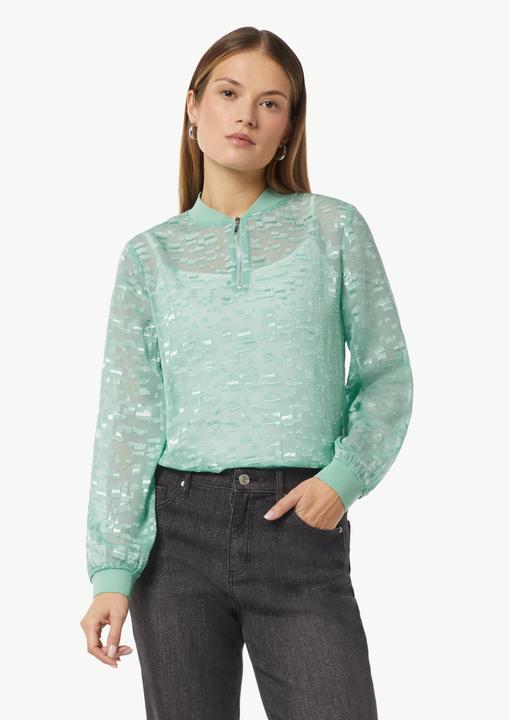 Image du produit Comma Bluse Transparente Jacquard-Bluse mit Zip-Ausschnitt (46)