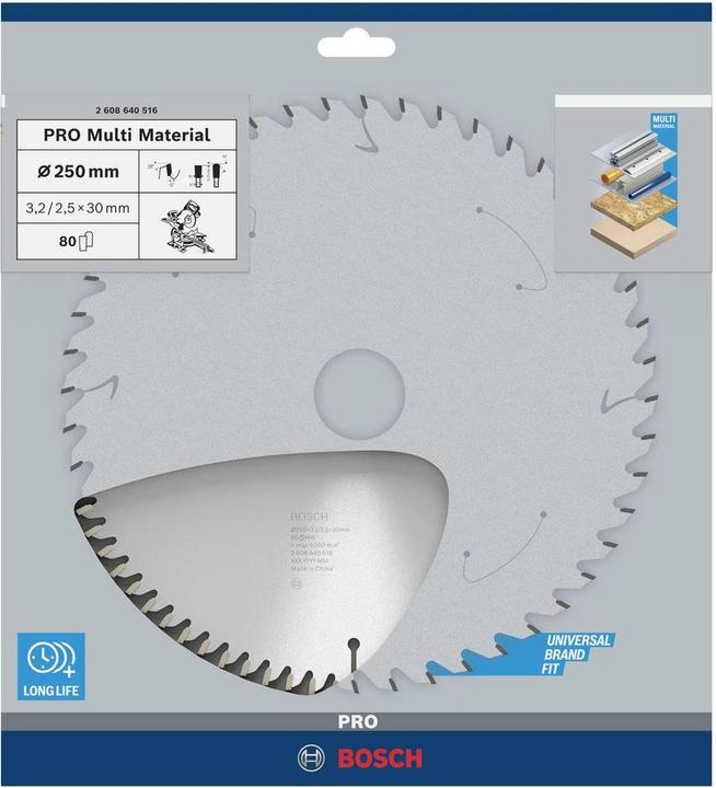 Immagine prodotto Bosch Professional Zubehör Lama circolare PRO Multi Material, 250 x 3,2 x 30 mm