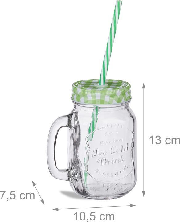 Immagine prodotto Relaxdays Trinkglas mit Strohhalm (0.40 l, 8 x)