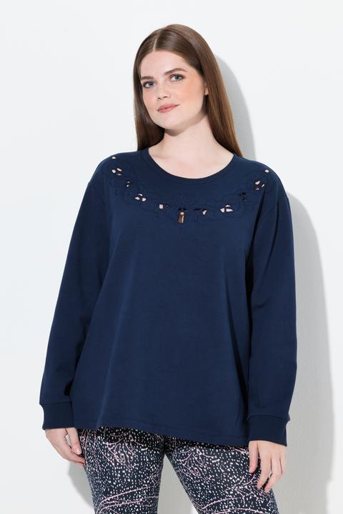 Produktbild Ulla Popken Sweatshirt, Lockstickerei, Rundhals, Langarm (60)