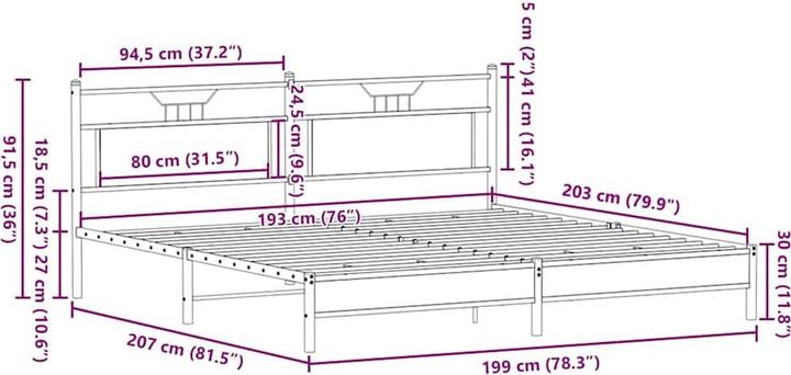Image du produit vidaXL Bettgestell (193 x 203 cm)