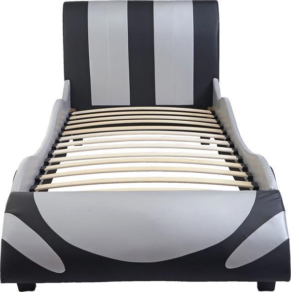 Image du produit Swisshandel24 Lit, car boy lit bébé, sommier à lattes imitation cuir bois 190x100cm noir-argent - 43180