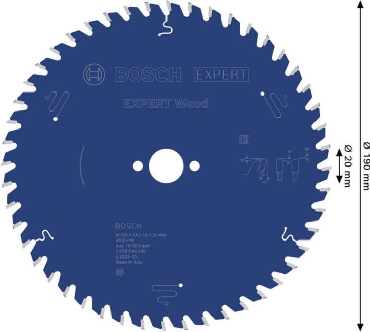 Actual product image Bosch Professional Zubehör Circular saw blade Expert for Wood, 190 x 20 x 2.6 mm, 48