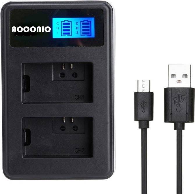 Actual product image Acconic Dual quick charger for Nikon EN-EL15 ENEL15 incl. USB-C cable (1 pcs., Battery + charger)