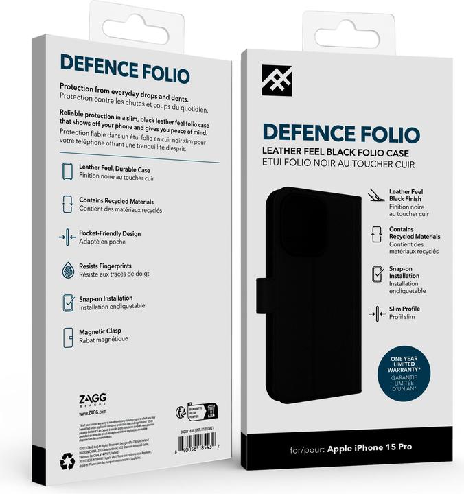 Actual product image Zagg Defence Folio (Apple iPhone 15 Pro)