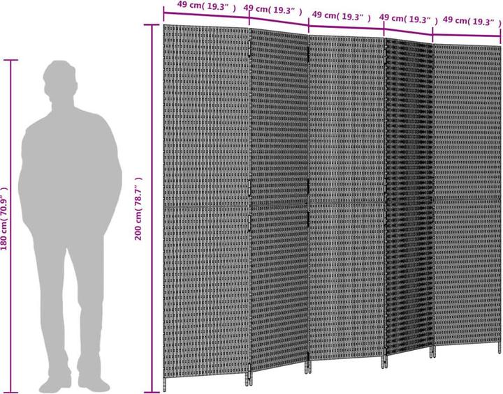 Actual product image vidaXL Screen 5-piece grey poly rattan,Colour: Grey,Material: Poly