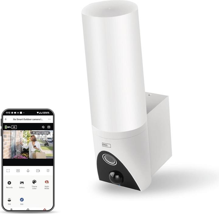 Emos GoSmart Rotierende Outdoor IP Kamera mit WiFi und Licht IP-310 TORCH, weiss (2304 x 1296 Pixels)