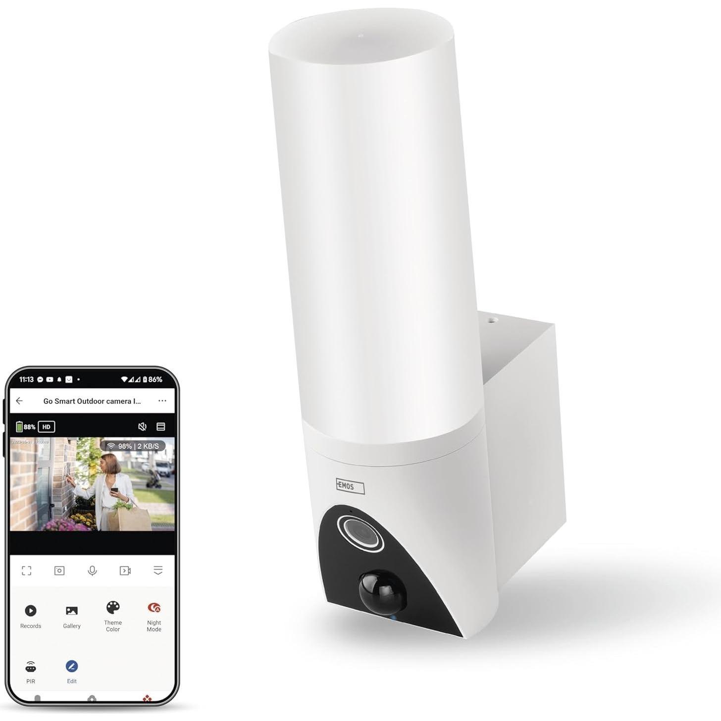 Emos GoSmart Telecamera IP rotante per esterni con WiFi e luce IP-310 TORCH, bianco (2304 x 1296 Pixels), Telecamera di rete, Bianco