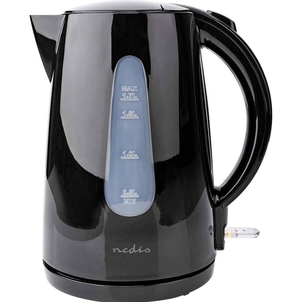 Nedis Schwarz Wasserkocher 1.7 L Plastik Um 360 Grad Drehbar Verdecktes Heizelement Strix Controller Boil-D, Wasserkocher,