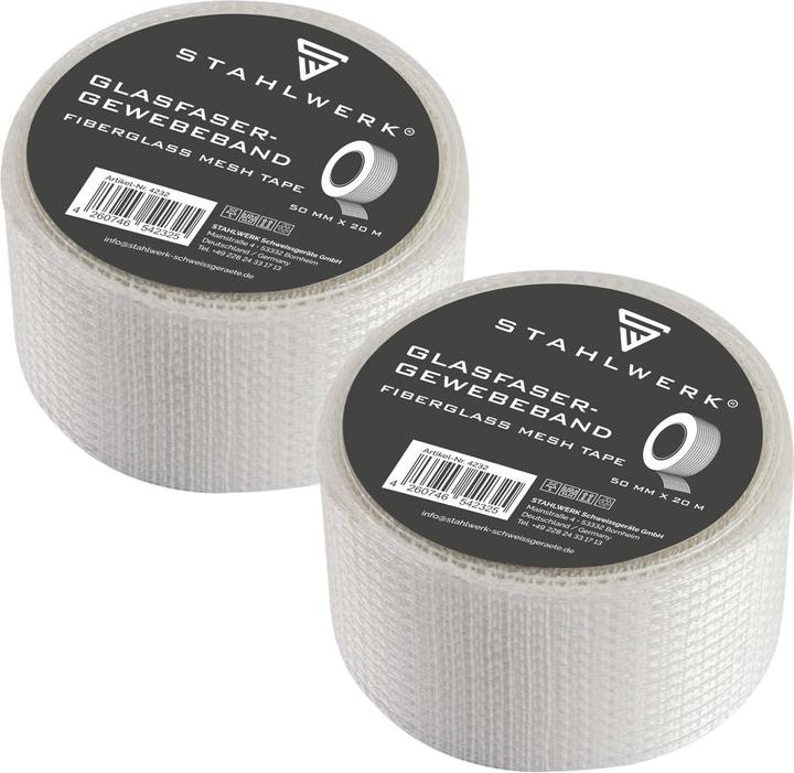 Produktbild Stahlwerk Glasfaser-Gewebeband 2er Set 20 m x 50 mm, selbstklebend (50 mm)