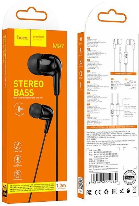Actual product image Hoco 3.5mm M97, Schwarz (Cable)
