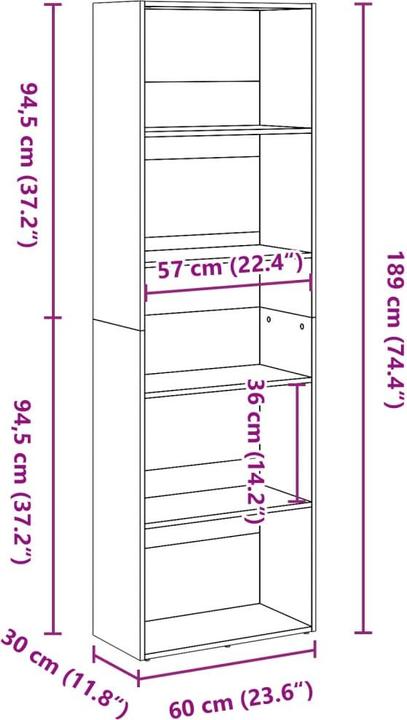 Nutritional values and ingredients VidaXL Banning (30 x 60 x 189 cm)