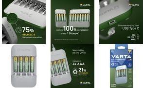 Actual product image Varta Eco Charger Pro Recycled (1 pcs., AAA, 800 mAh, Battery + charger)