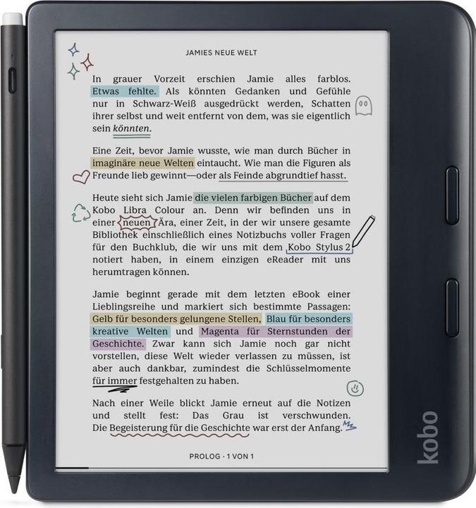 Kobo Libra Colour incl. Stylus 2 (7", 32 GB, Black)