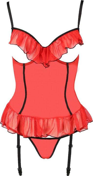 Image du produit Passion Corset à volants avec bonnets ouverts plus string (M, S)