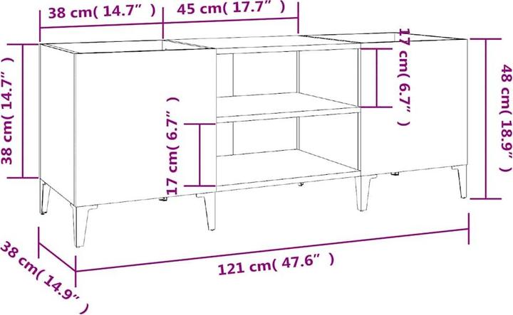 Produktbild vidaXL Plattenschrank Braun Eichen-Optik 121x38x48 cm Holzwerkstoff