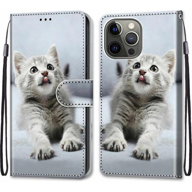 Thumbnail - MU Style Leder Bookcover Image Series (Apple iPhone 13 Pro), Smartphone Hülle, Mehrfarbig