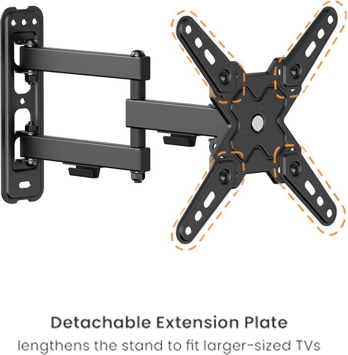 Produktbild Wiltec TV Halterung 13"–43" TV Wandhalterung schwenkbar 20kg Fernsehhalterung (Wand, 43", 20 kg)