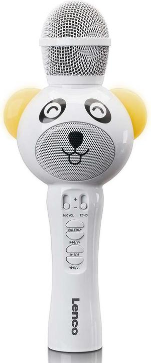 Produktbild Lenco Karaoke microphone with Bluetooth®, SD slot, lighting, Aux out, white