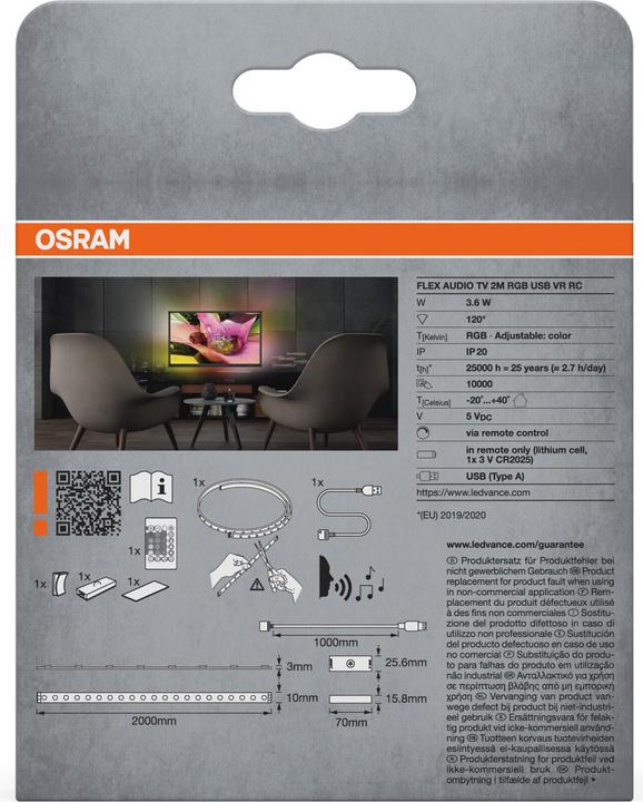 Image du produit Ledvance Flex Audio TV Voice Receiver 2M RGB (Bleu, Rouge, Vert, 200 cm, Intérieur)