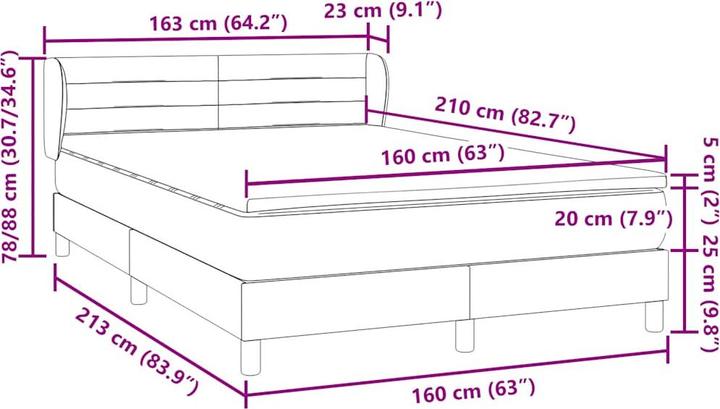 Image du produit vidaXL Boxspringbett (160 x 210 cm)