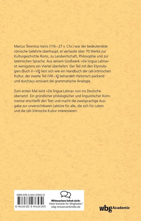 Immagine prodotto Marcus Terentius Varro: De Lingua Latina (2 Bände) (Tedesco, William Pfaffel, Marcus Varro, 2023)