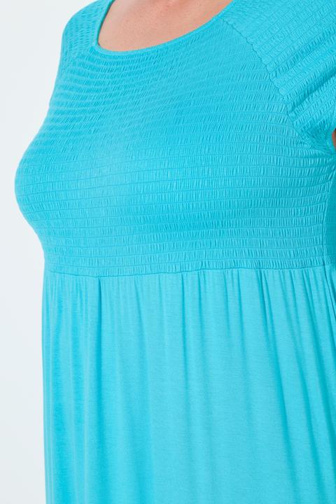 Produktbild Ulla Popken Kleid, A-Linie, gesmokt, Carré-Ausschnitt, Halbarm (54)