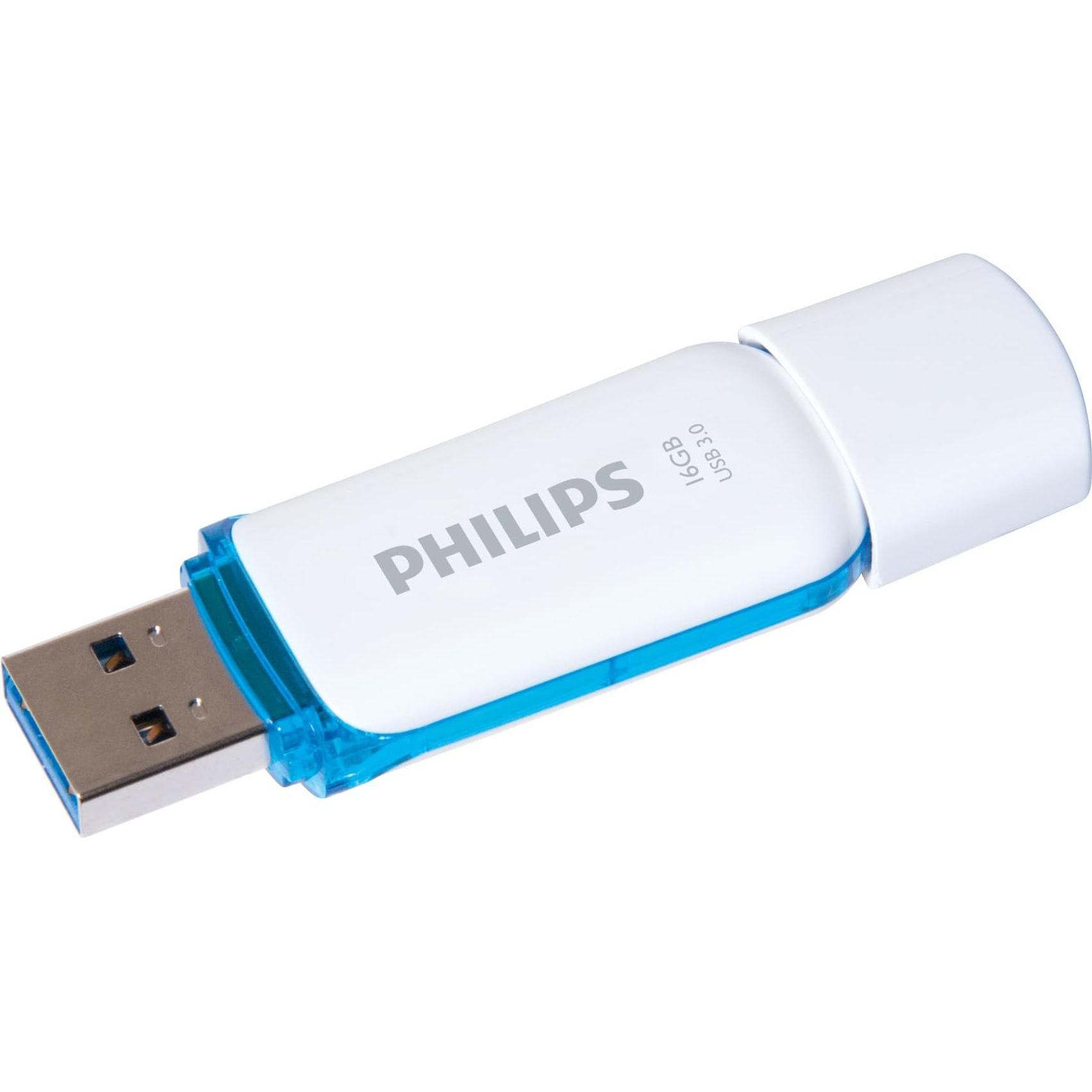 Philips Snow (16 GB, USB-A, USB 3.0), USB Stick, Blau, Weiss