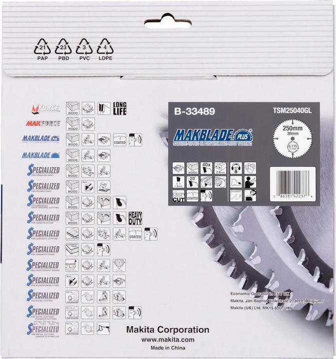 Produktbild Makita MAKBLADE+ Sägeb. 250x30x40Z