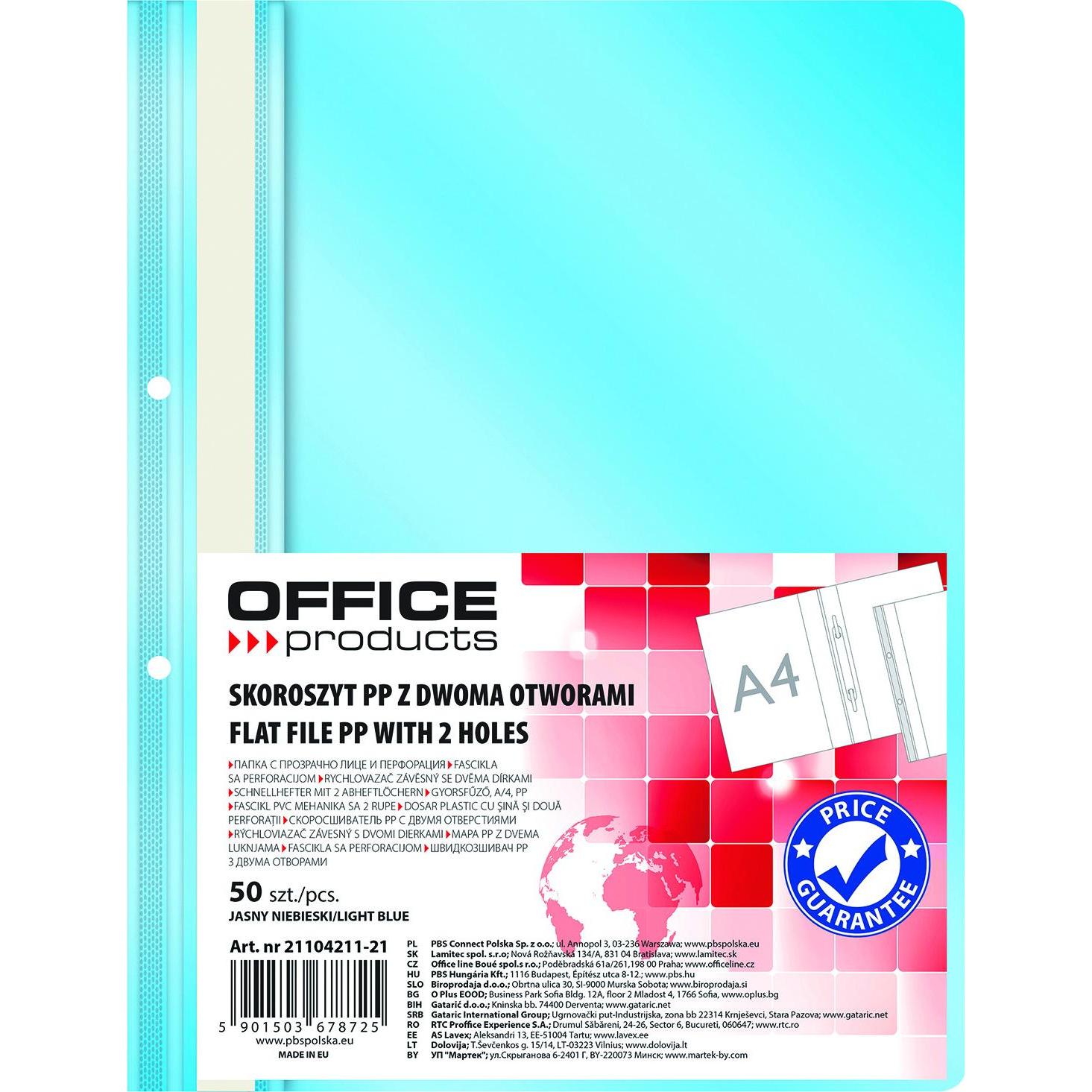 Office Products, Busta portadocumenti, Cartella portadocumenti, pp, a4, morbida, 100/170 mic, 2 fogli perforati, blu chiaro (A4)