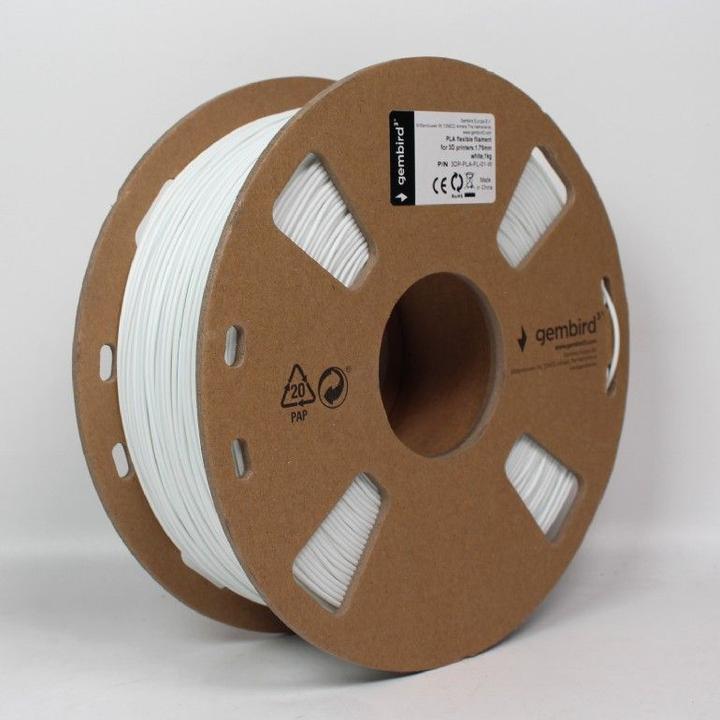 Produktbild Gembird Filament, PLA Flexible, Weiss, 1.75 mm, 1 kg (1.75 mm, 1000 g)