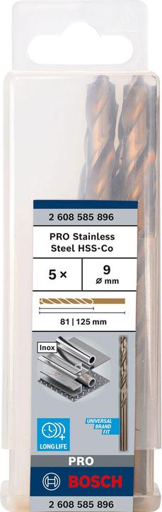 Actual product image Bosch Professional Zubehör PRO Stainless Steel HSS-Co twist drill, 9 x 81 x 125 mm (9 mm)