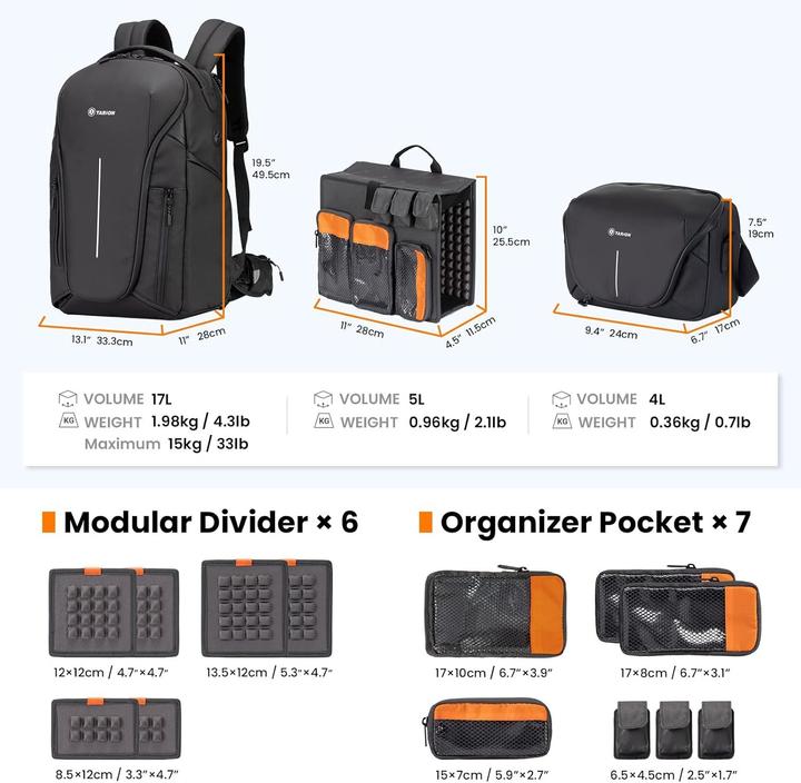 Actual product image Tarion Modular Camera Backpack with Laptop Compartment and Waterproof Design (Photo backpack)