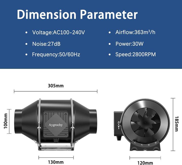 Actual product image Aygrochy 100mm con controlador de velocidad