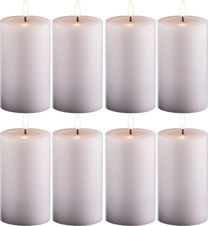 Actual product image Novaliv 8x mittlere LED Stumpenkerze mit Timer weiss 7,5cm ø 12,5cm Höhe - 2 AA Batterien nötig LED (8x)