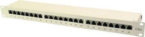 Produktbild Digitus Patch Panel 48,3cm 19Zoll 24Port Cat5e STP geschirmt grau RAL7035 Kabelinstallation mit LSA Leist...