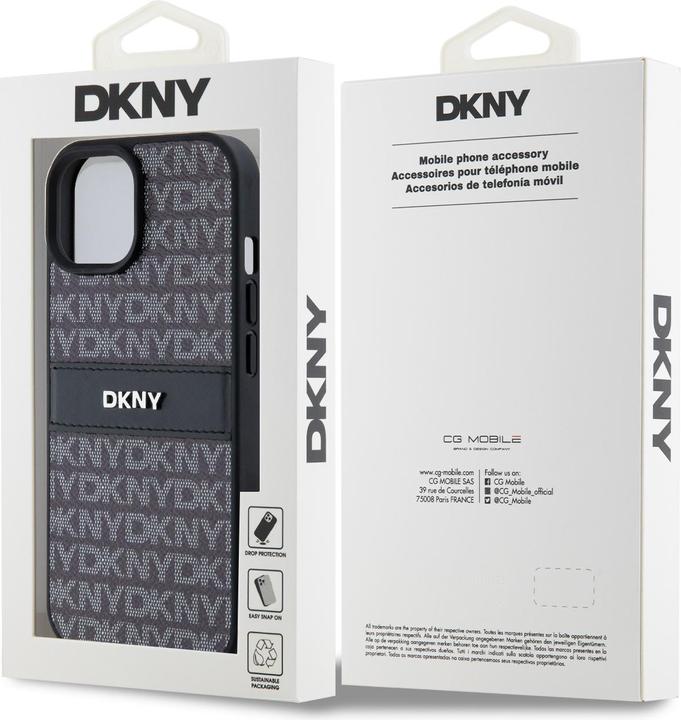 Produktbild DKNY DKHCP15SPRTHSLK iPhone 15 / 14 / 13 6.1" czarny/black hardcase Leather Mono Stripe & Metal Logo (Apple iPhone 15)