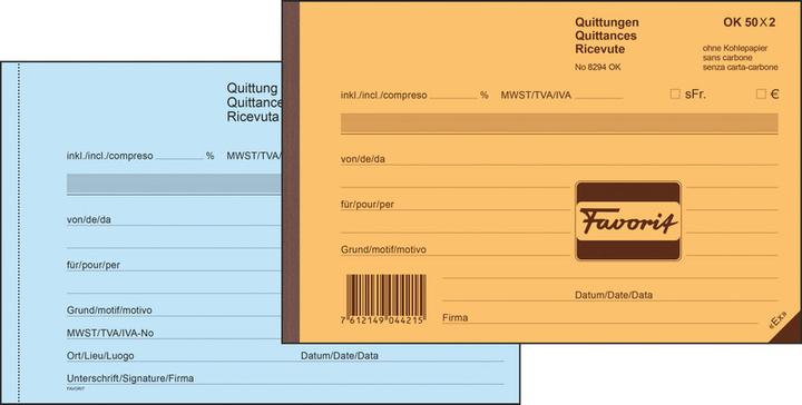 Actual product image Favorit Carbonless copy book receipts (100 x)