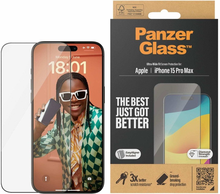Actual product image PanzerGlass Screen Protector (1 Piece, Apple iPhone 15 Pro Max)