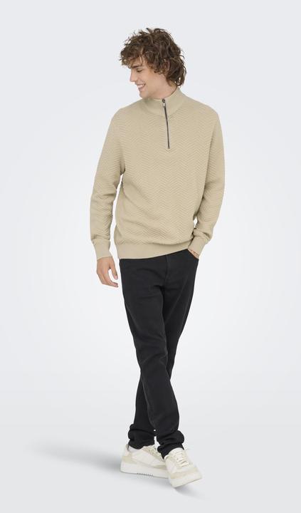 Produktbild Only & Sons Onsmace Reg 12 Herringbon Half Zip Knit (XL)
