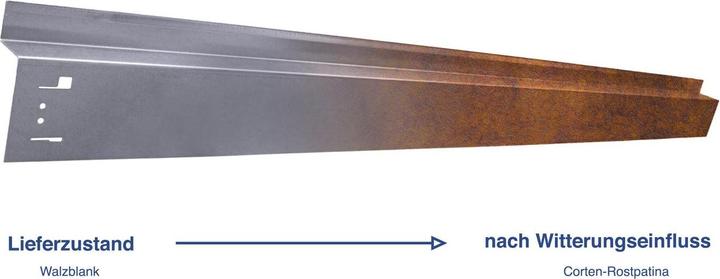 Image du produit Green Split Bordure de pelouse avec passage de roue, acier corten, bordure de tonte - Pièce de finition, 1130 x (113 cm)