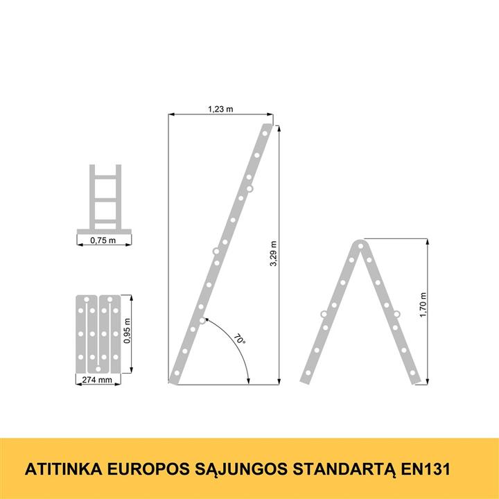 Actual product image Forte tools Universal Joimted 4-Element Ladder 4x3 (Stepladder, 95 cm)