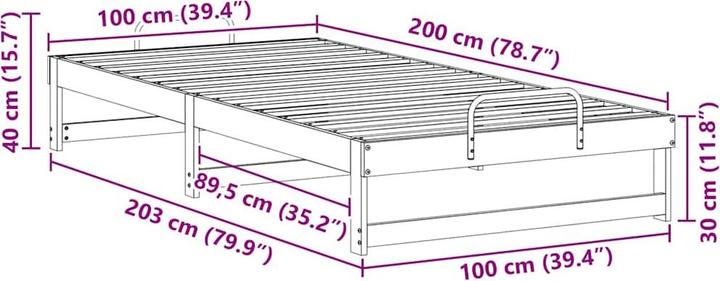 Actual product image vidaXL Bettrahmen (100 x 200 cm)