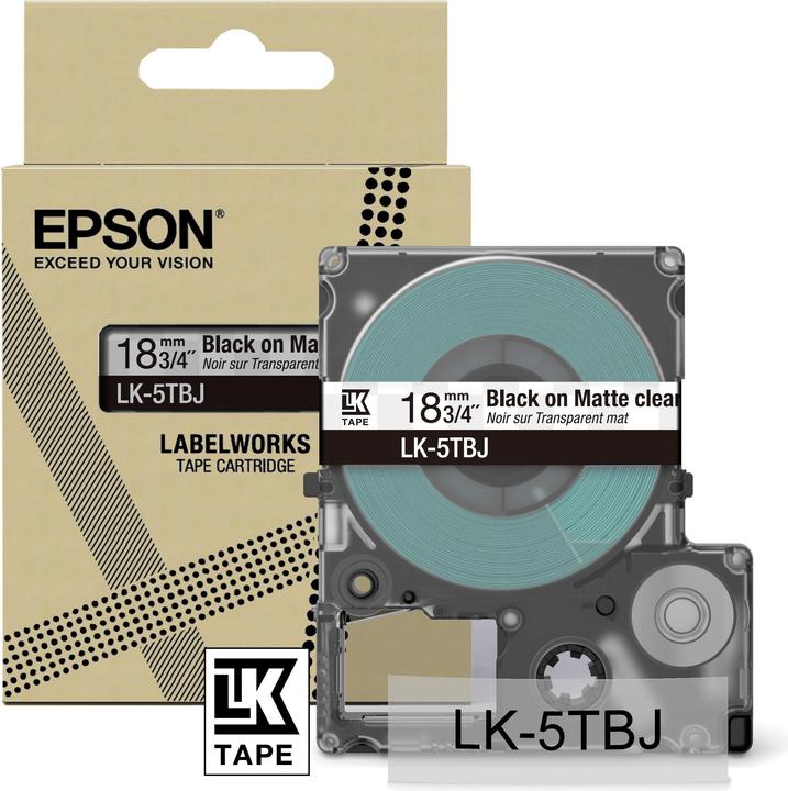 Epson Matte Clear/Black 18mm LK-5TBJ (1.80 cm, Schwarz)