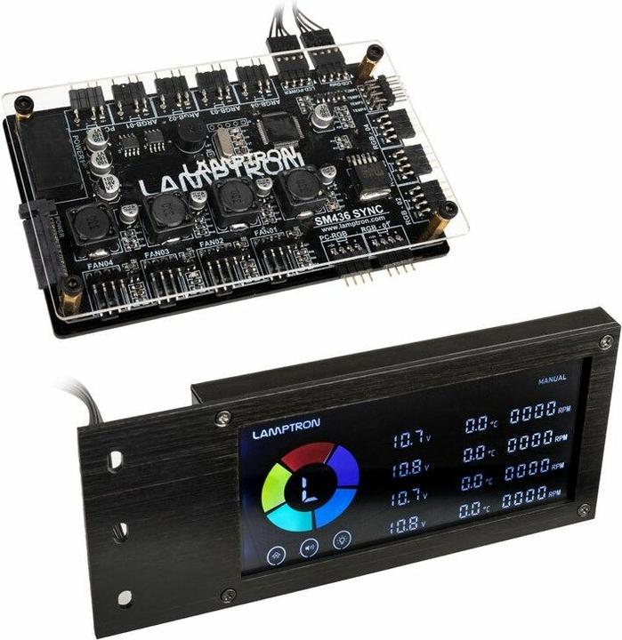 Lamptron SM436 Sync Edition PCI RGB-Luefter und LED-Controller - schwarz (4 Lüfter)