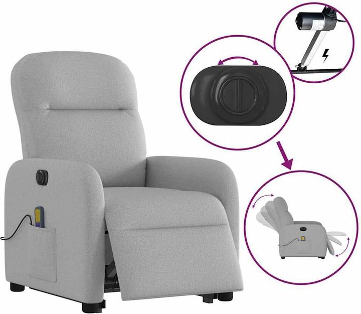 Immagine prodotto vidaXL Poltrona massaggiante con ausilio per la posizione eretta elettrica in tessuto grigio nuvola