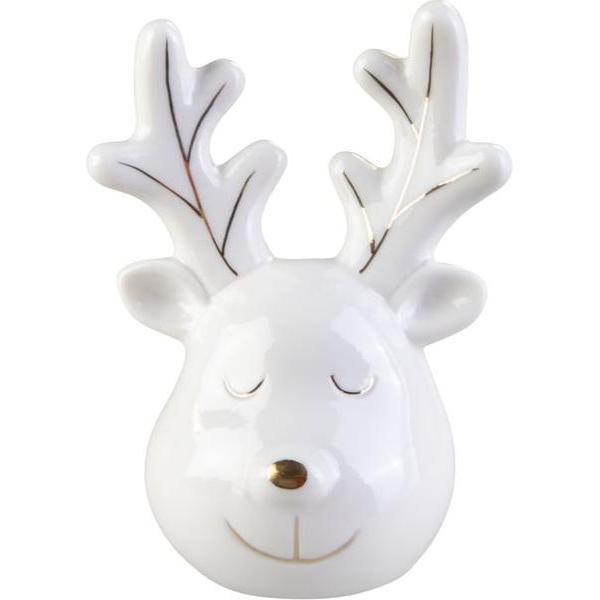 MICA Living, Weihnachtsdeko, Rentierkopf weiss/gold - ca. 7 x 5,5 x 9,5 cm