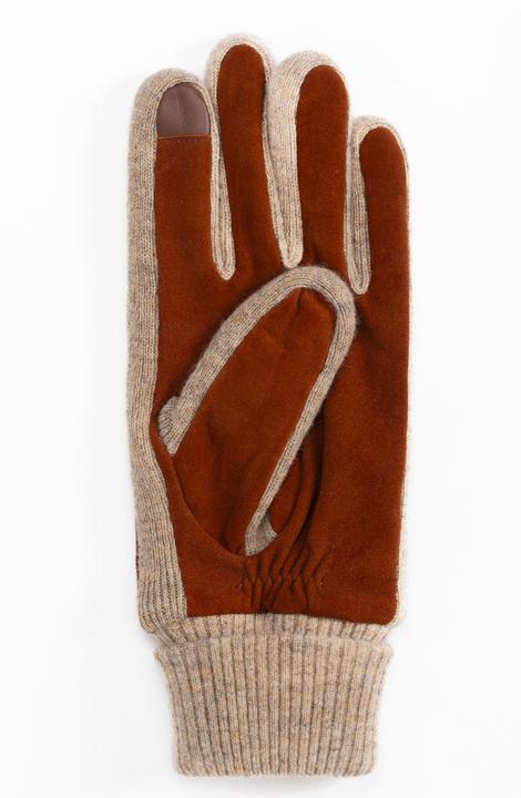 Image du produit Cash-Mere Ziegen Wildlederhandschuhe mit Kaschmirfutter und Manchette (M)