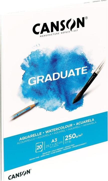 Actual product image Canson Drawing pad Graduate A3 400110375 20 sheets, watercolour, 250g (A3, Plain)