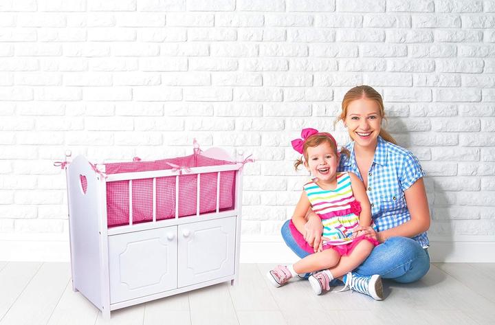 Actual product image small foot Doll bed with wardrobe